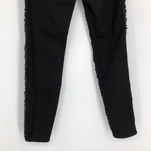 Roberto Cavalli Black Distressed Fringe Skinny Jeans w/ Frayed Trim detail - Picture 15 of 16